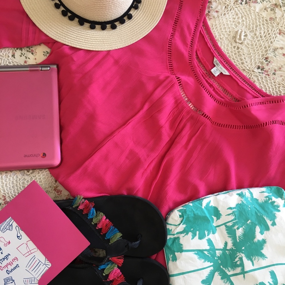 Pink detailed sleeve top